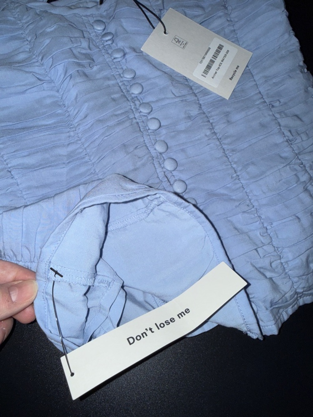 Light Blue Ruched Button-Front Tank Top - Picture 7 of 16